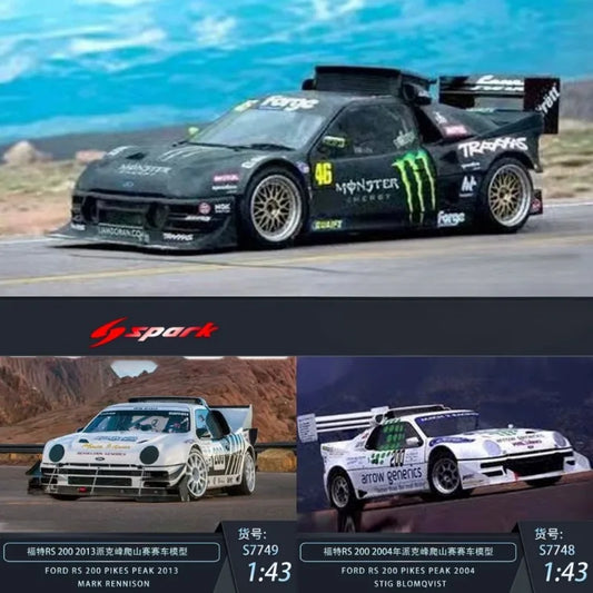 Spark 1:43 Ford RS 200 Pike Peak Climbing Race High Detail Restoration Resin Car Model Adult Collection Ornament