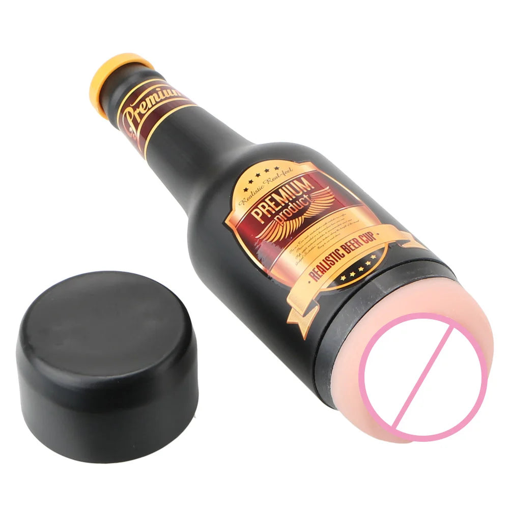 Sexy Beer Bottle Male Masturbator Vaginal Real Pussy for Men 18+ Glans Sucking Penis Exerciser Sex Toy Adult Erotic Product Shop