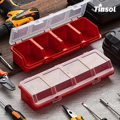 TINSOL Multi-Compartment Organizer Box for Screws Small Parts Durable Plastic Hardware Nuts Bolts Jewelry Bead Storage Case