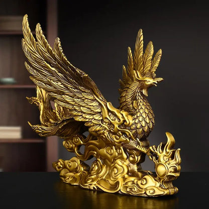 Full Copper Phoenix Ornament Living Room Housewarming Decorations