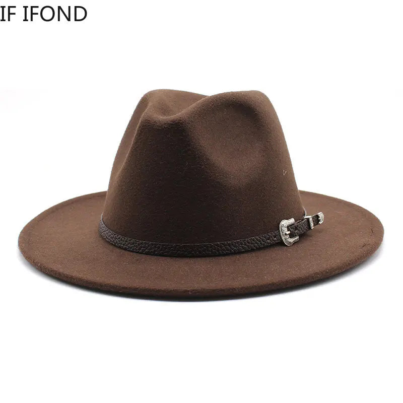 British Style Felt Jazz Fedora Hat 59-61CM Size Panama Trilby Hats for Women Men Gentleman Wedding Party Hat
