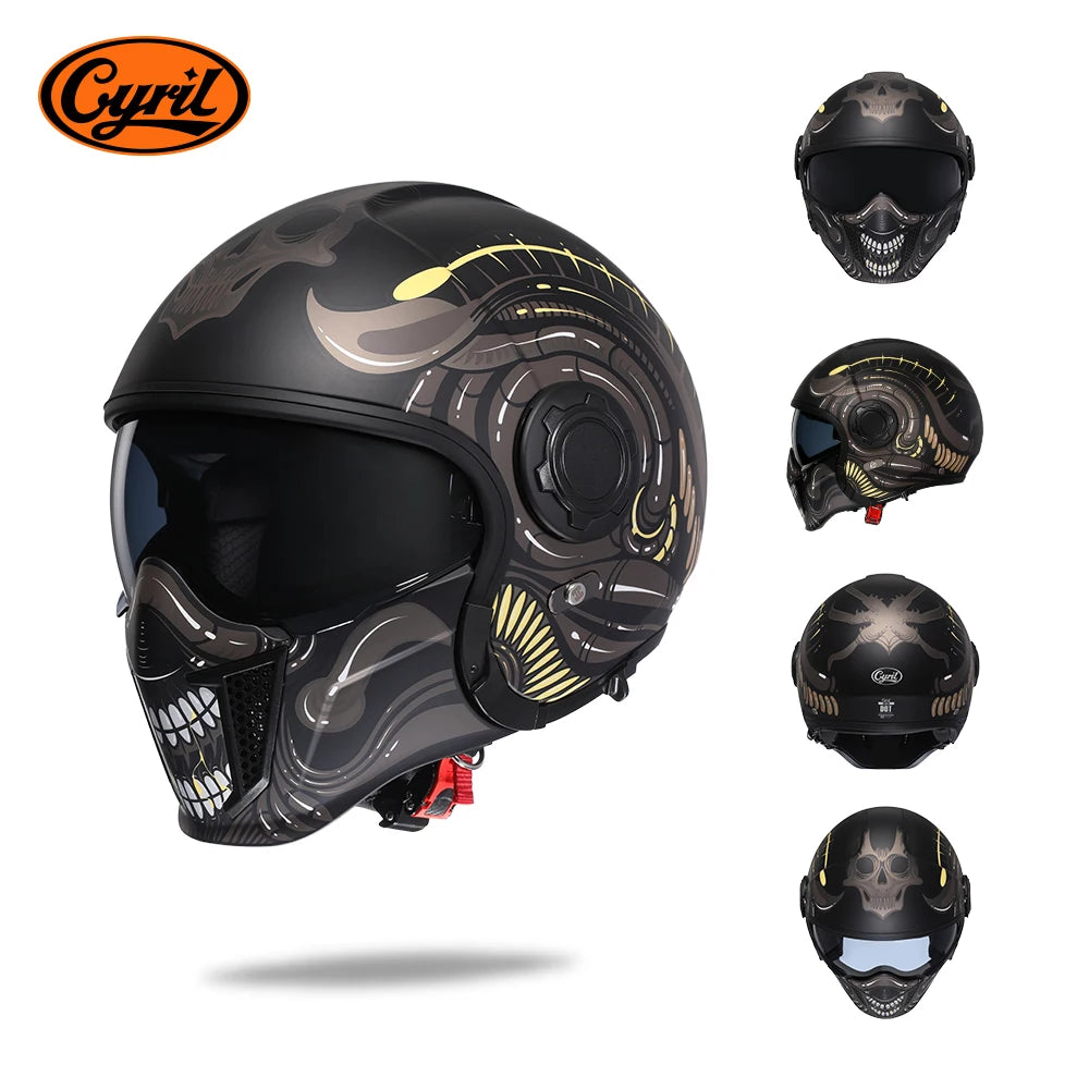 Full Face Open Face Motorcycle Helmet Double Lens Modular Helmets DOT ECE APPROVED CYRIL OP12A Man Woman Retro Moto Helmet
