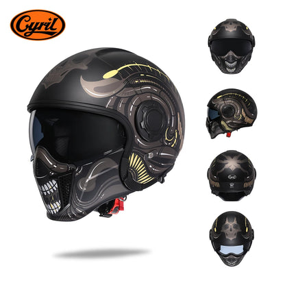 Full Face Open Face Motorcycle Helmet Double Lens Modular Helmets DOT ECE APPROVED CYRIL OP12A Man Woman Retro Moto Helmet