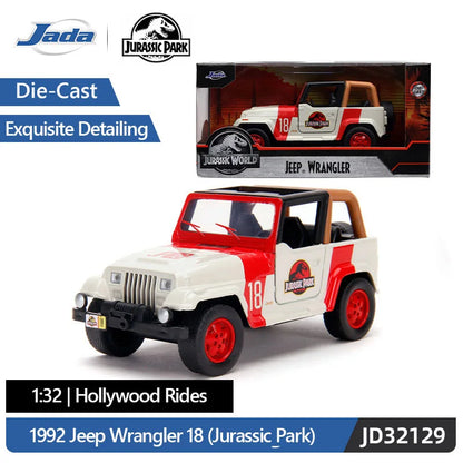 JADA Hollywood Rides: 1992 Jeep Wrangler 18 Jurassic Park 1:32 Die-Cast Model Car JD32129