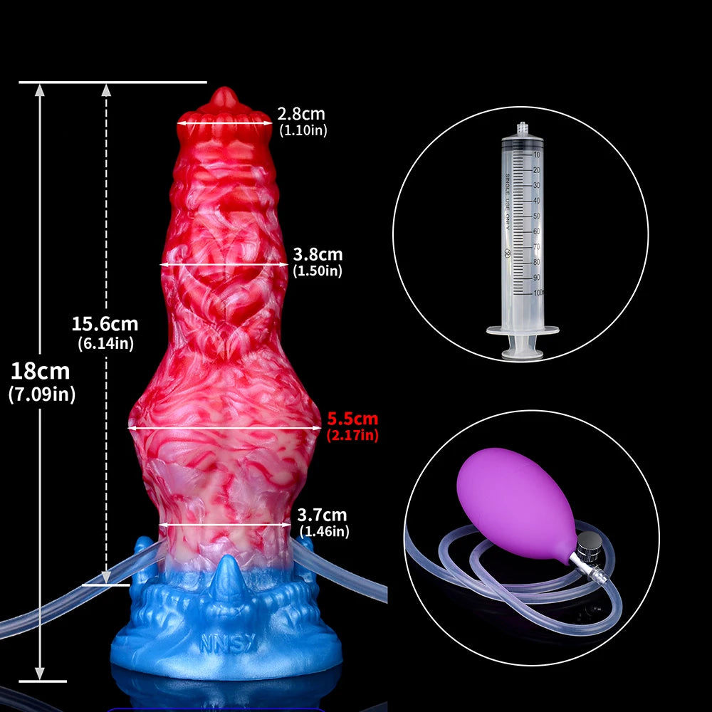 NNSX Large Ejaculation Dildo with Inflatable Anal Plug Big Knot Squirting Penis Adult Sex Toys Erotic Products for Men Women