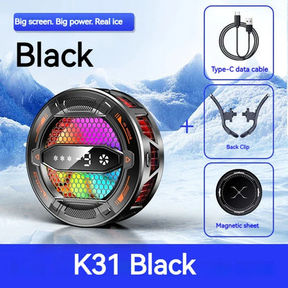 NEW Semiconductor Magnetic Clip Phone Cooler with Digital Display Temperature RGB Lights Compatible for Iphone Samsung Xiaomi