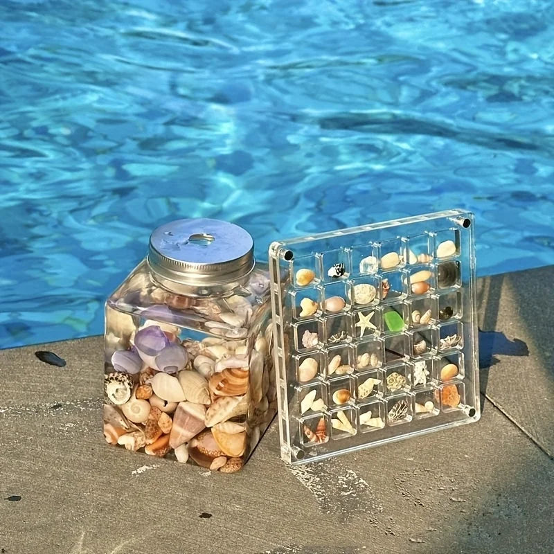 36 Grids Acrylic Seashell Display Box with Magnets Durable Starfishs Trinket Storage Case for Bead Nail Jewelry