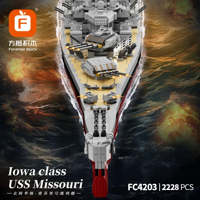 NEW Military Battleship Series Missouri Battleship Crusier Model Building Blocks Bismarck Cruiser Boat Bricks Toys Kids Gifts