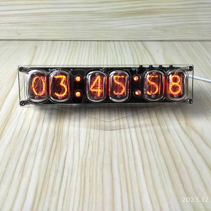 6-digit IN-12 neon tube clock,5VDC,premium version include remote control and LED lighting both versions not include neon tube