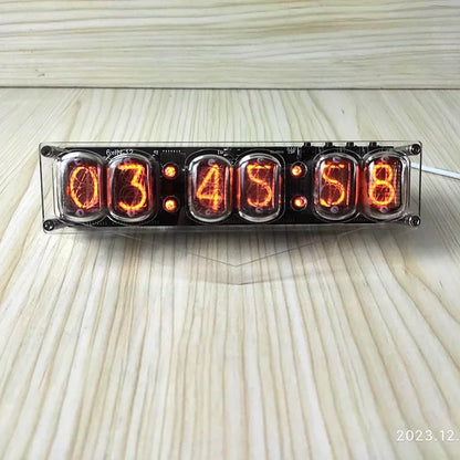 6-digit IN-12 neon tube clock,5VDC,premium version include remote control and LED lighting both versions not include neon tube