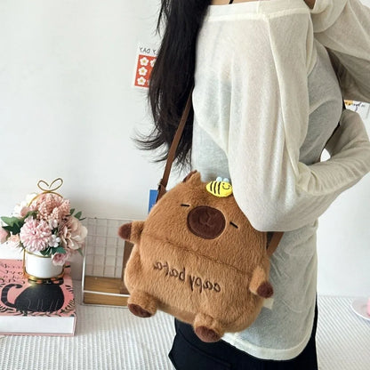 New Cartoon Capybara Crossbody Phone Bag Large Capacity Shoulder Bag Zipper with Adjustable Strap Kids Storage Bag