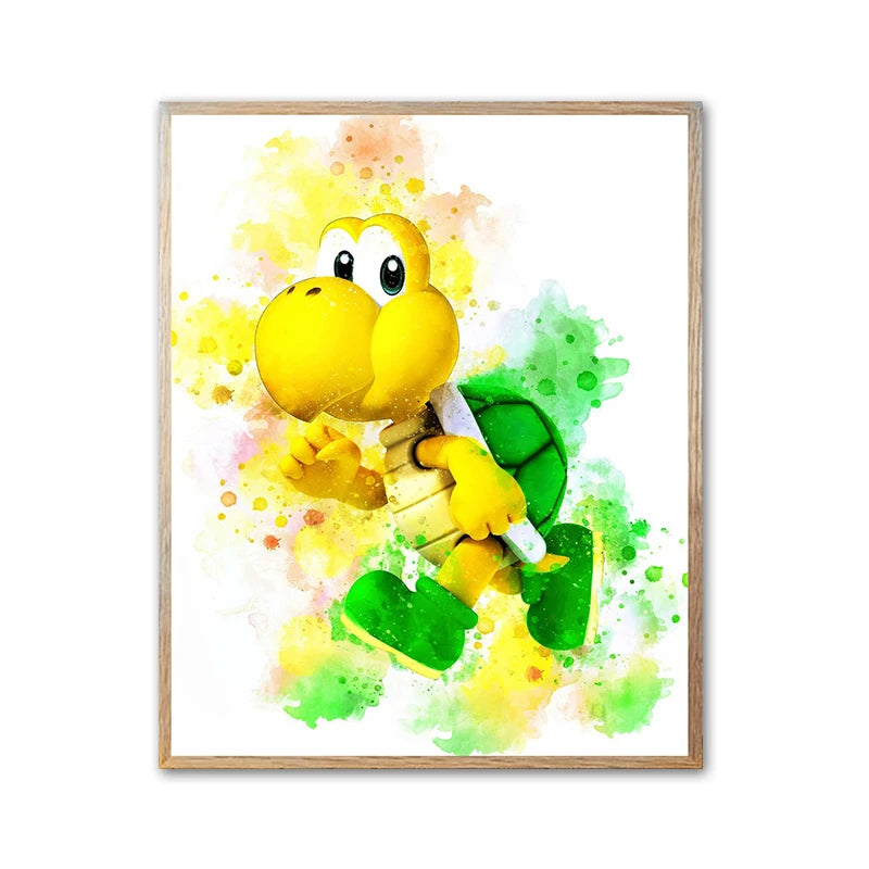 Graffiti Watercolour Art Mario Poster Prints Playroom Canvas Paintings Wall Picture Living Room Kids Bedroom Home Decor Cuadros