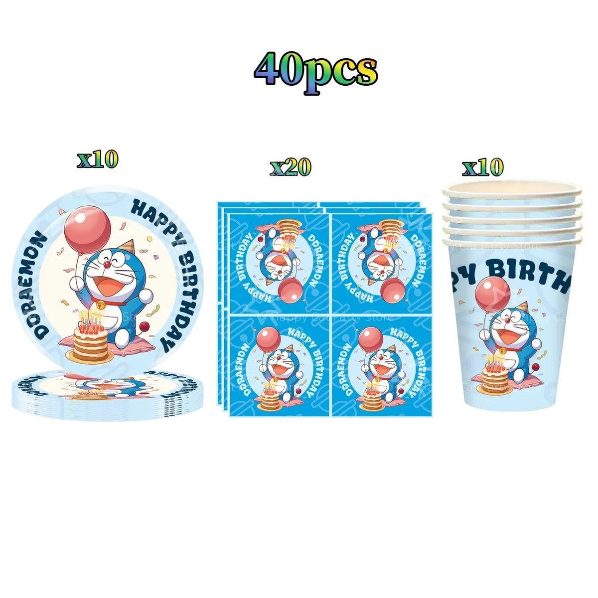Cartoon Doraemoned Birthday Party Decoration Tableware Cup Plate Tablecloth Napkin Backdrop Cartoon Cat Party Favors Supplies