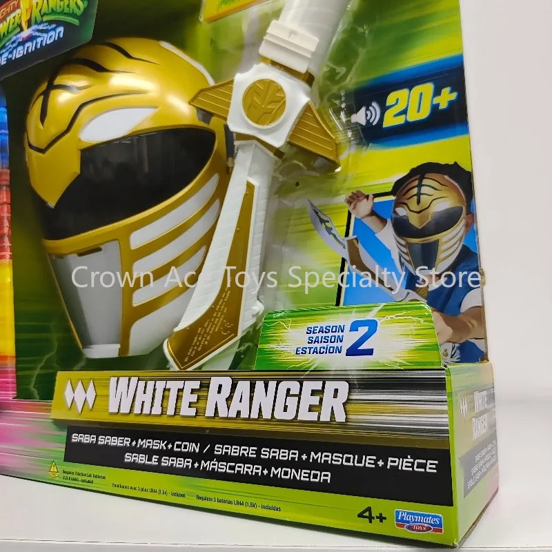 Original Power Rangers S2 White Ranger Figure All Accessories Collection Combinable White Tigerzord Saba Saber Mask Coin Playset