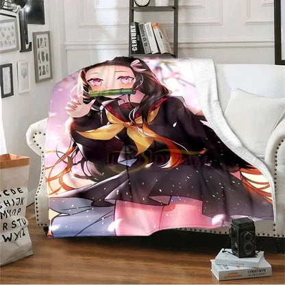 Demon Slayer Anime Flannel Blanket 2026 All Season Double-sided Printed Throw, Soft Warm Fashion Nap Blanket for Home