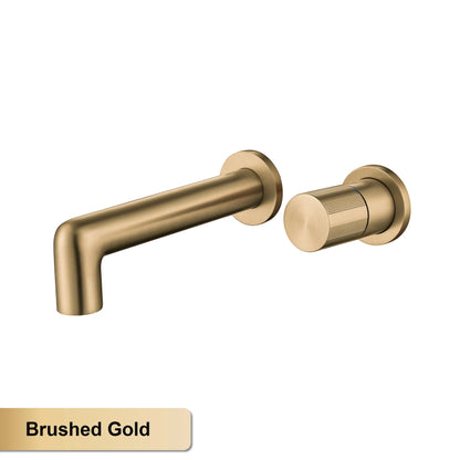 AITANA Brushed Gold Brass Wall Mounted Bathroom Faucet Single Handle Adjustable Water Pressure Hot And Cold Basin Mixer Tap