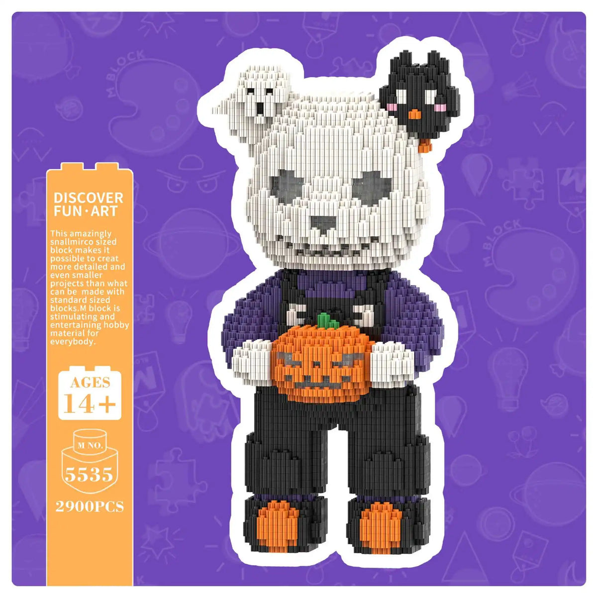 Creative Halloween Ghost Pumpkin Skeleton Bear 3D Puzzle Building Blocks Assembly Brick Construction Toy for Home Decoration