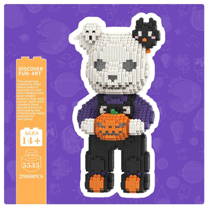 Creative Halloween Ghost Pumpkin Skeleton Bear 3D Puzzle Building Blocks Assembly Brick Construction Toy for Home Decoration