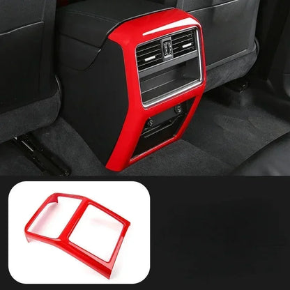 For Porsche Macan Cayenne 2011-2022 ABS Red Car Rear Air-conditioning Outlet Frame Cover Trim Interior Car Accessories