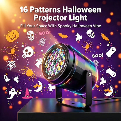 USB Projector Light Halloween Night Light Switchable Pattern LED Projector Lamp for Room Ceiling Window Wall Decor
