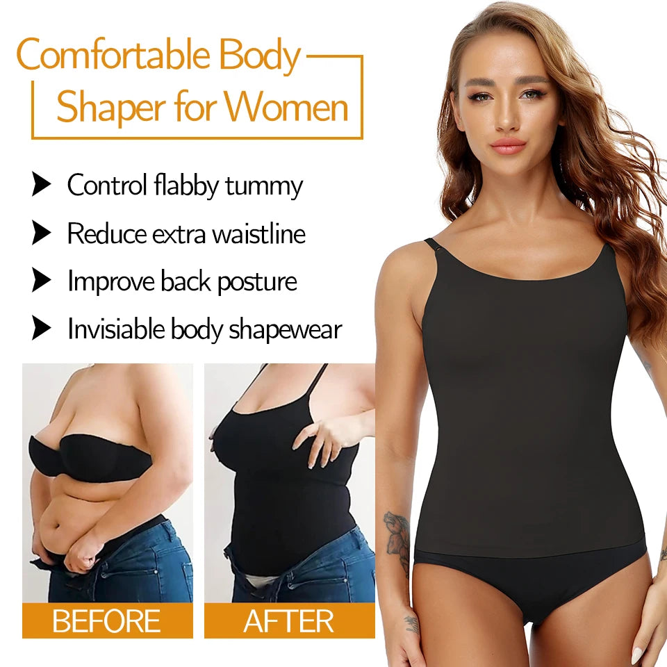 Women Tummy Control Shapewear Smooth Body Shaping Camisole Tank Tops Plus Size Slimming Underwear Seam-free Compression Shaper
