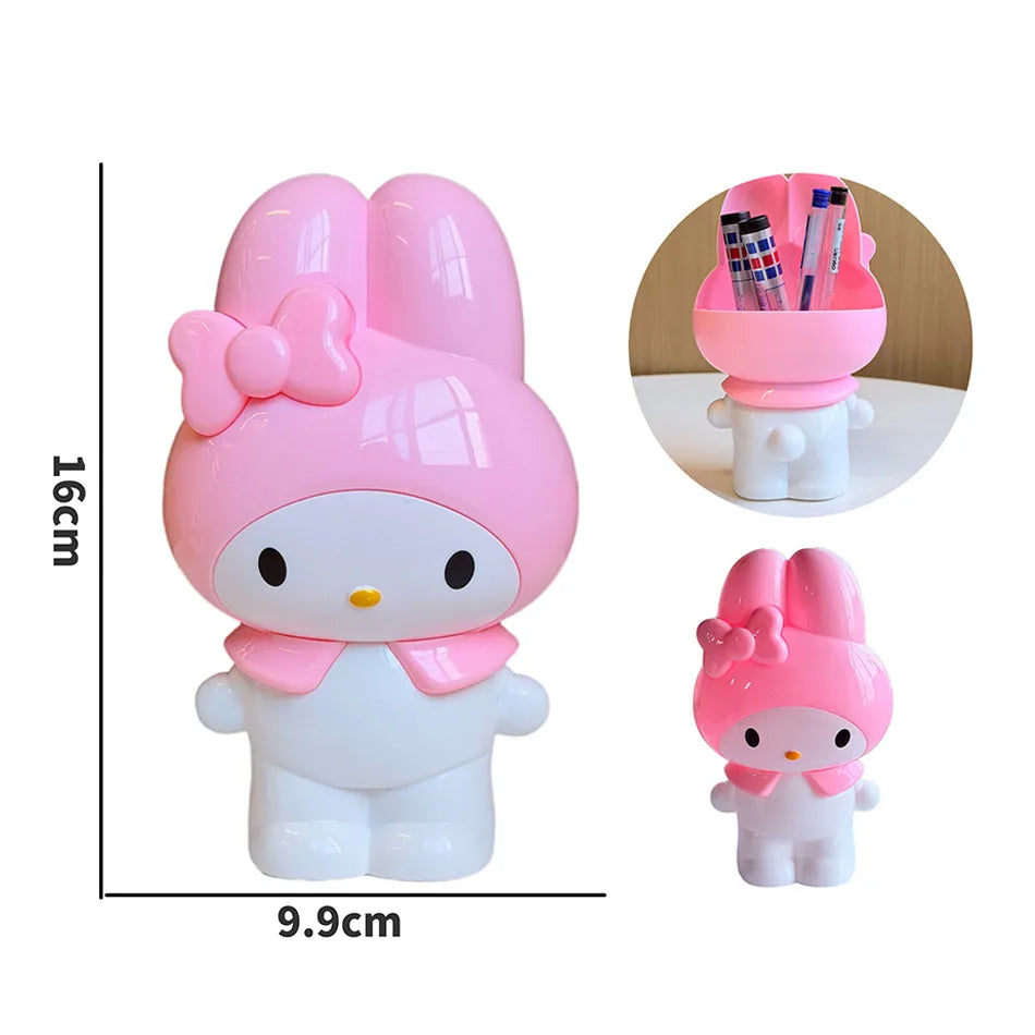 Cute Kawaii Sanrio Characters Figure Pen Cup Hello Kitty Kuromi My Melody Desktop Storage Decor Collectible Toy Gift Office
