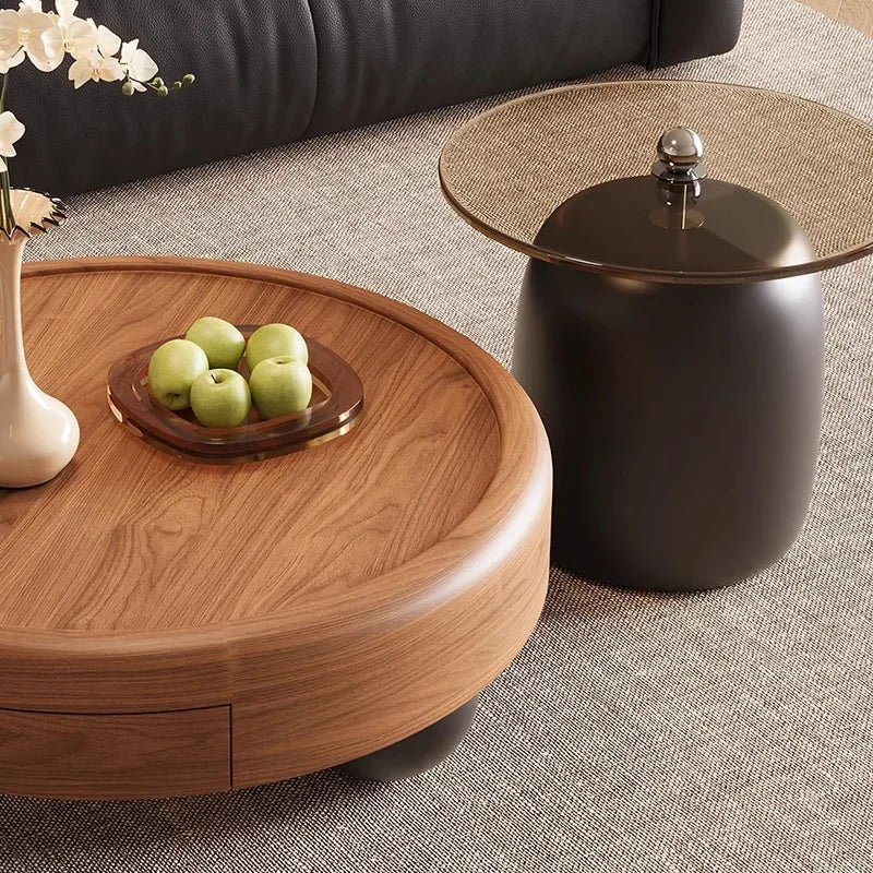 Round Wabi Sabi Coffee Table Glamour Classic Vintage Storage Coffee Table Aesthetic Modern Table Basse Living Room Furniture