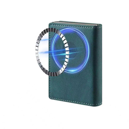 Denior Magsafe Magnetic Card Bag, Press Type Automatic Pop-Up Multifunctional Card Box, Can Hold 6-10 Credit Cards Leather Walle