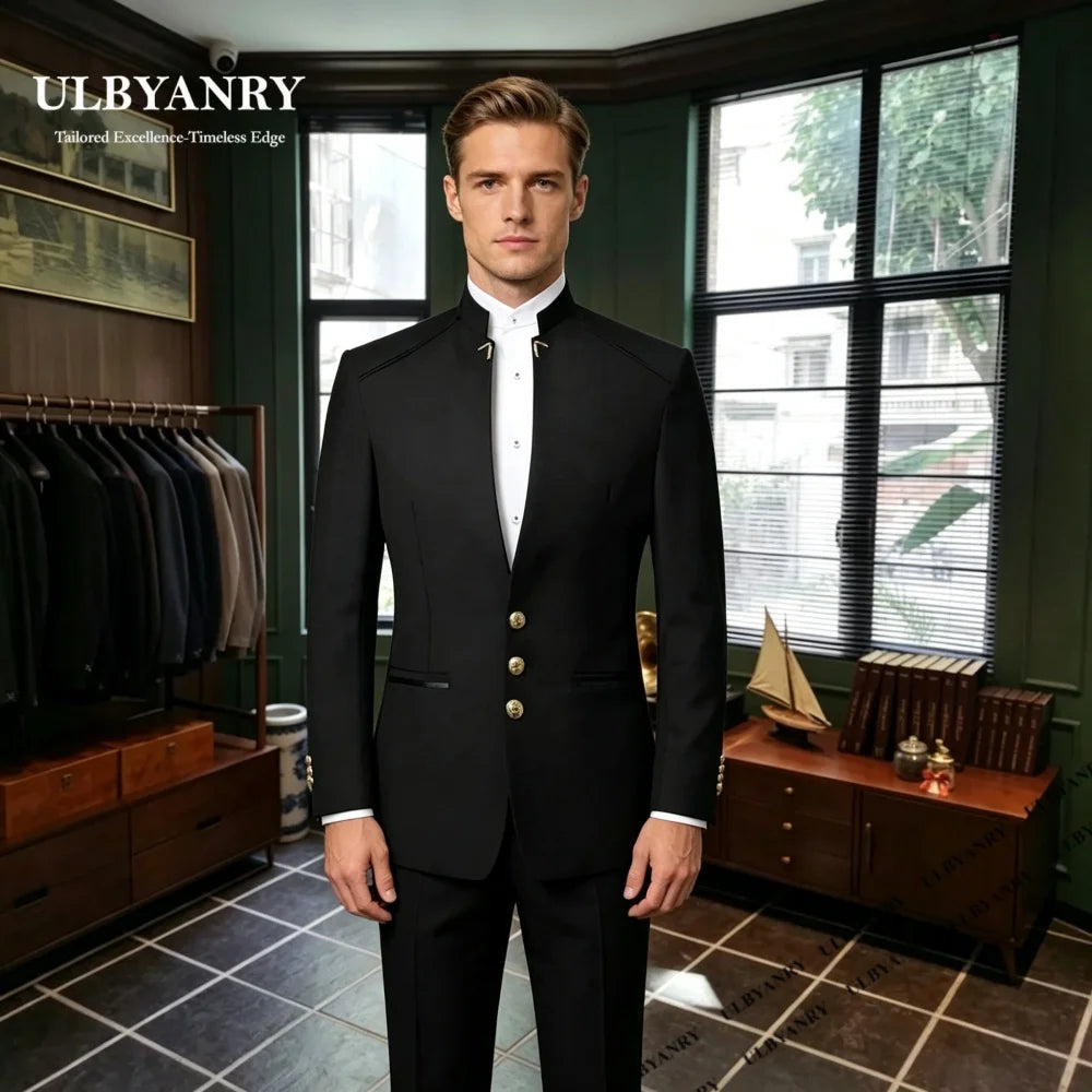 Classic Two Pieces Suit Set for Men Formal Slim Fit Tuxedo Dinner Evening Prom Suit Attire Jacket Pants Customized Wedding Set