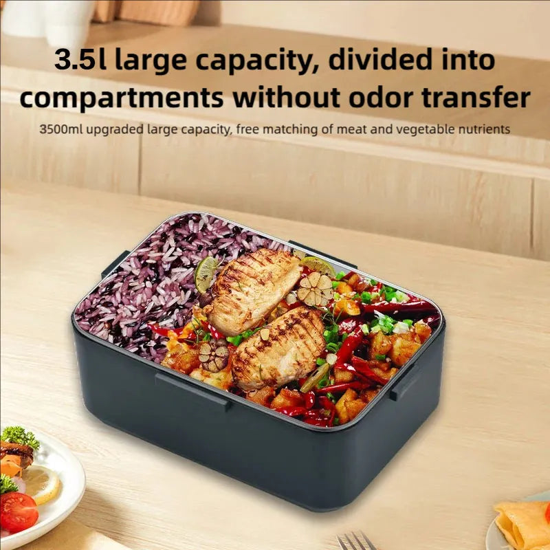 TINSOL New 3.5L Electric Lunch Box 90W Portable Food Heater Suitable for Car or Home Leak-proof Lunch Heating Microwave