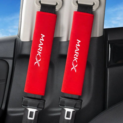 2Pcs Car Seat Belt Cover Suede Fluff Breathable Protection Pad For GR Sport Gazoo Racing RAV4 C-HR RZ Yaris Mark x Prado