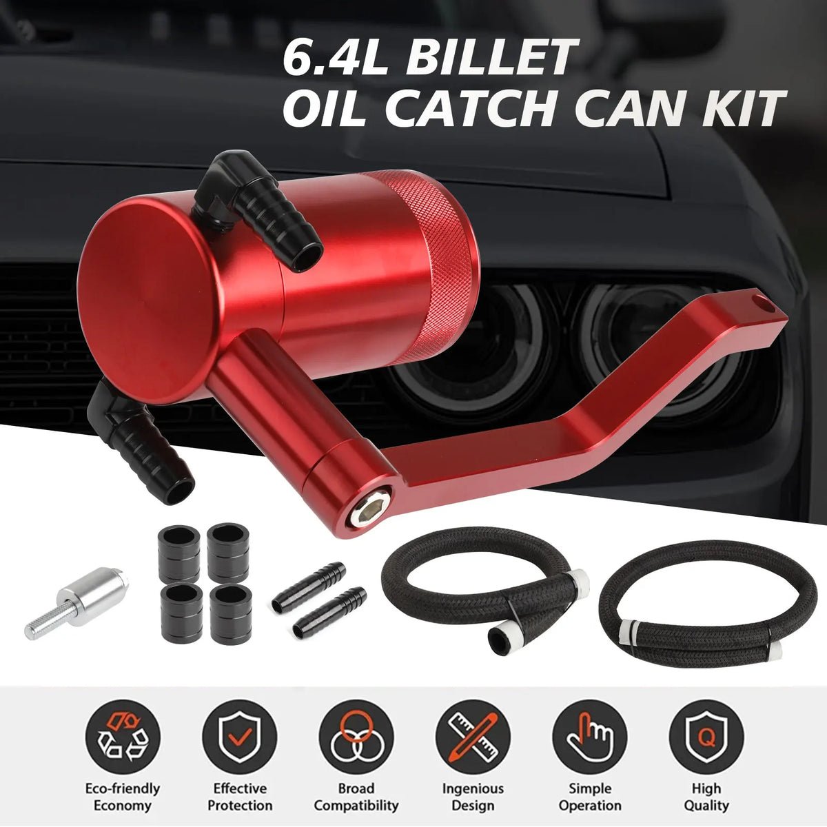 6.4L Oil Can Catch Can Z-Bracket Billet Catch Can for Chrysler Dodge Charger Challenger Jeep Oil Separator Tank