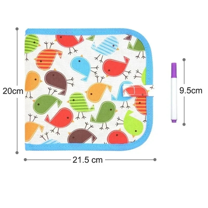 Erasable Kids Drawing Book Portable Montessori Painting Toys Blackboard Coloring Books Drawing Boards 6 Pages +3Pcs Pens