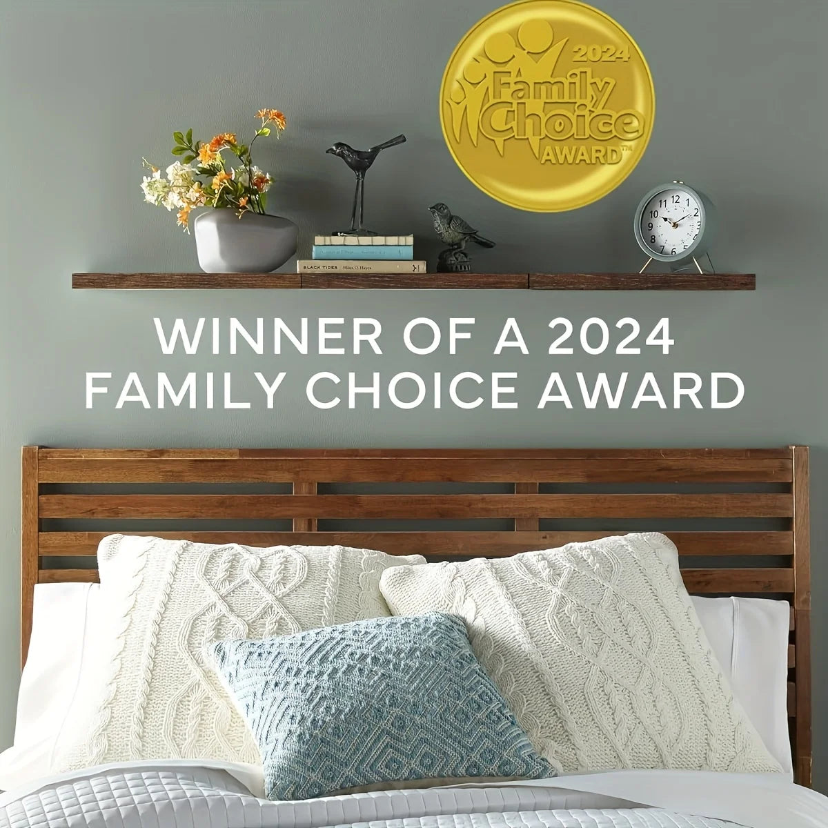 Classic Solid Wood Wall Mounted Horizontal Strip Design Shelf Space-saving for Storage and Display in Living Room and Bedroom