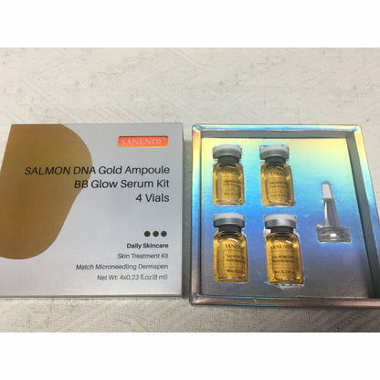 4PCS Salmon DNA Gold BB Glow Kit Dr.Pen Gold Stem Cell Ampoule Foundation Starter AQUA Peptide Face Skin Care Essence 8ml