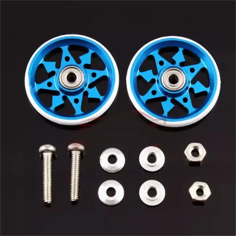 Homemade Tamiya 4WD accessories 19mm aluminum alloy guide wheel plastic wrapped edge low friction metal guide wheel