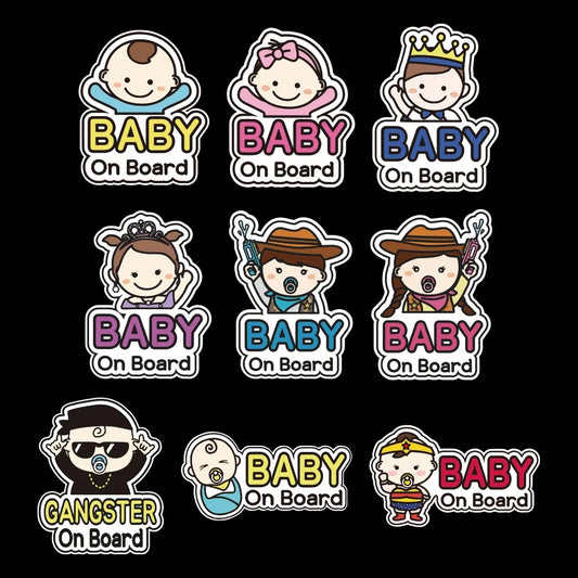 Baby on Board Car Sticker Creative Cartoon Cute Warning Sign Safety Vinyl Decal Auto Rear Window Windshield Decor Accessories