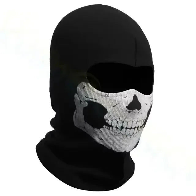 Motorcycle Balaclava Full Face Mask Skull Print Motorbike Full Face Mask Windproof Skiing Head Neck Warmer Bicycle Helmet Liner