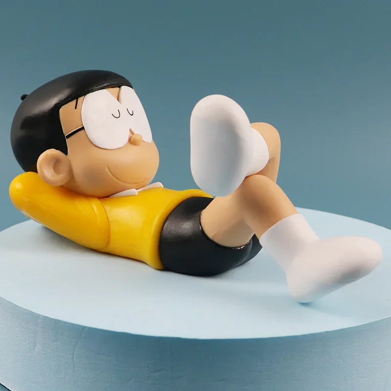 Anime Doraemon Nobita Nobi Sleep Car Decoration Kawaii Action Figure Blue Fat Collectible Model Toy Dolls Birthday Gifts
