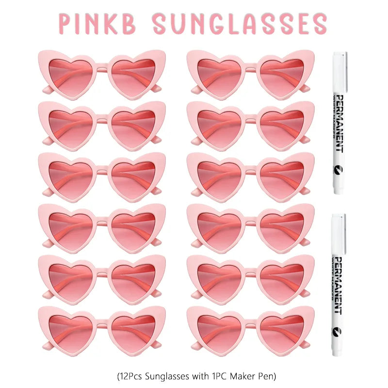 12-100Pcs Wedding Sunglasses for Guests Heart Shaped Sunglasses Bachelorette Party Glasses Bridal Shower Party Favors Photo Prop
