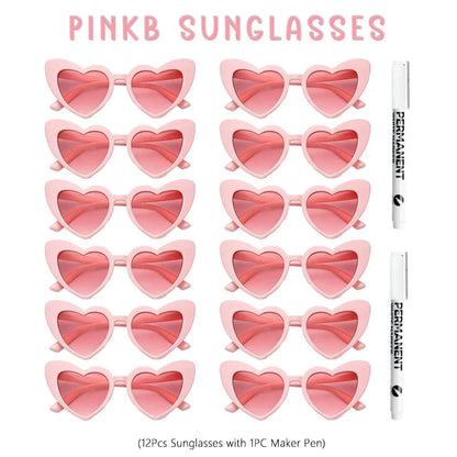 12-100Pcs Wedding Sunglasses for Guests Heart Shaped Sunglasses Bachelorette Party Glasses Bridal Shower Party Favors Photo Prop