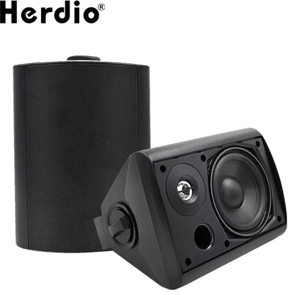 Herdio 5.25'' Outdoor Speakers Passive Wired 300W Patio Deck Speakers All Weather Wall Mount System For Garden Home 2PCS