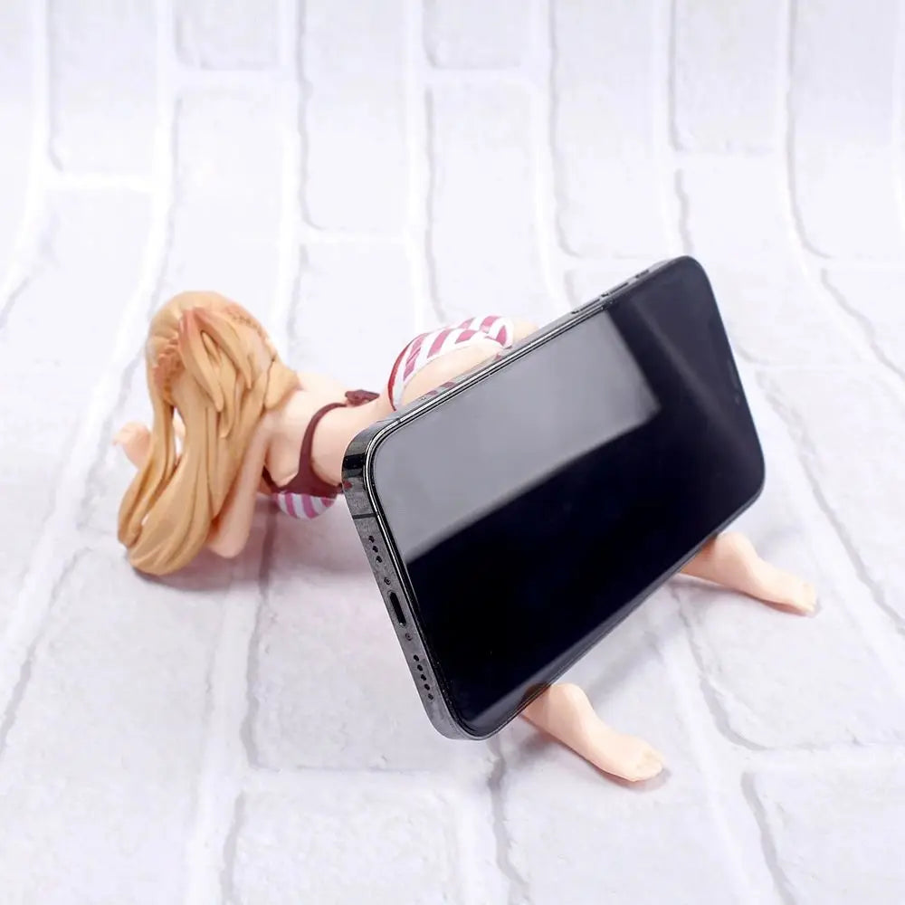 20cm Kawaii Action Toy Figures Sword Art Onl Yuuki Asuna Anime Figure Phone Holder for IPhone X XS Max Mobile Mount Desk Stand