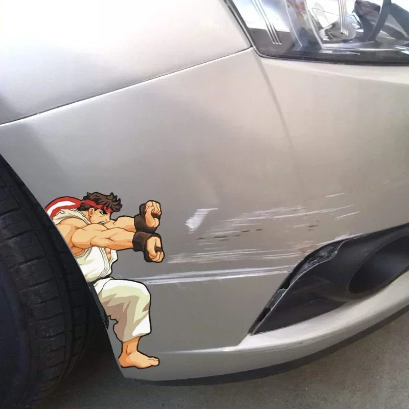 19cmx17cm Car Stickers - Arcade Game Ryu Ken Masters Funny Creative Decals Auto Scratch Cover Tuning Styling Street Art Car Deca