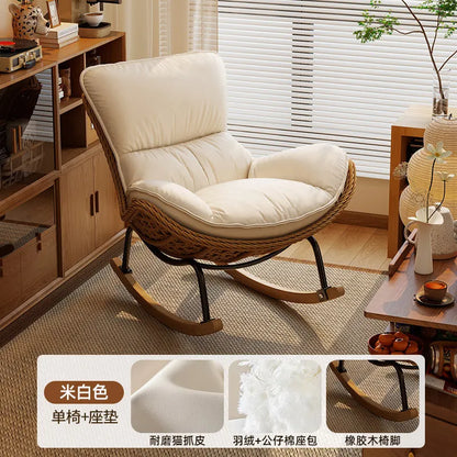 Rattan Rocking Chair for Adults, Lazy Recliner Leisure Sofa, Relax Rocker Chair for Living Room, Balcony Indoor Daily Rest