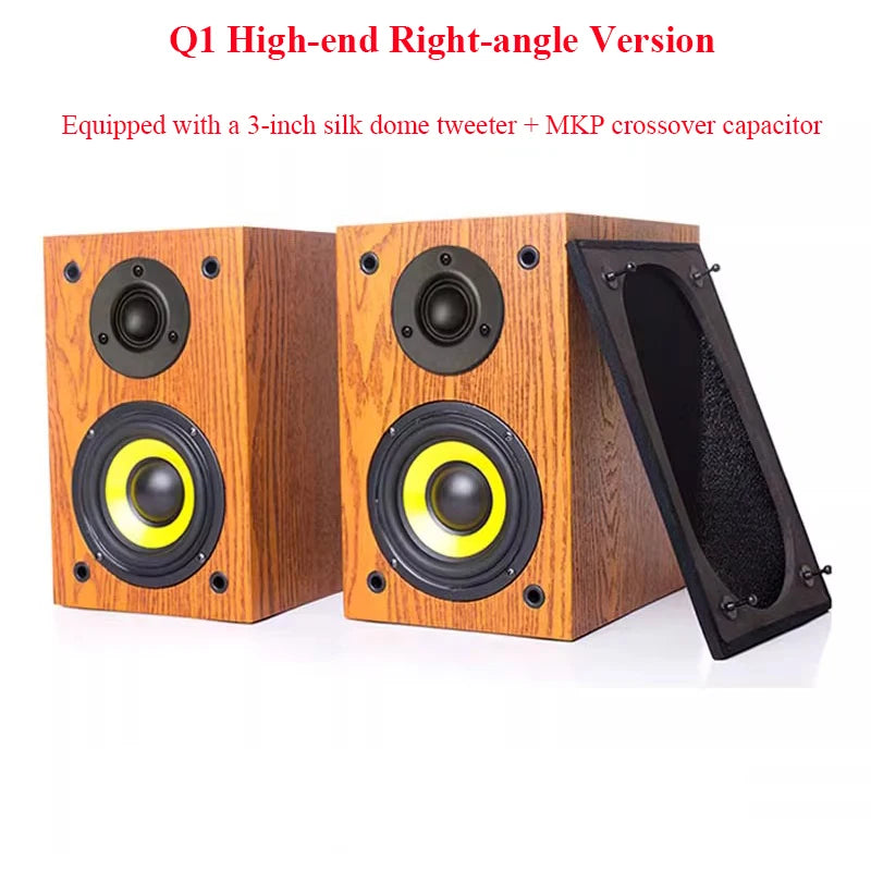 4-inch HIFI Passive Speaker with 60W*2 Output Power 3-inch Silk Dome Tweeter 2-way Stereo Home Stereo Wooden Bookshelf Speaker