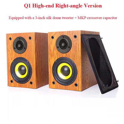 4-inch HIFI Passive Speaker with 60W*2 Output Power 3-inch Silk Dome Tweeter 2-way Stereo Home Stereo Wooden Bookshelf Speaker