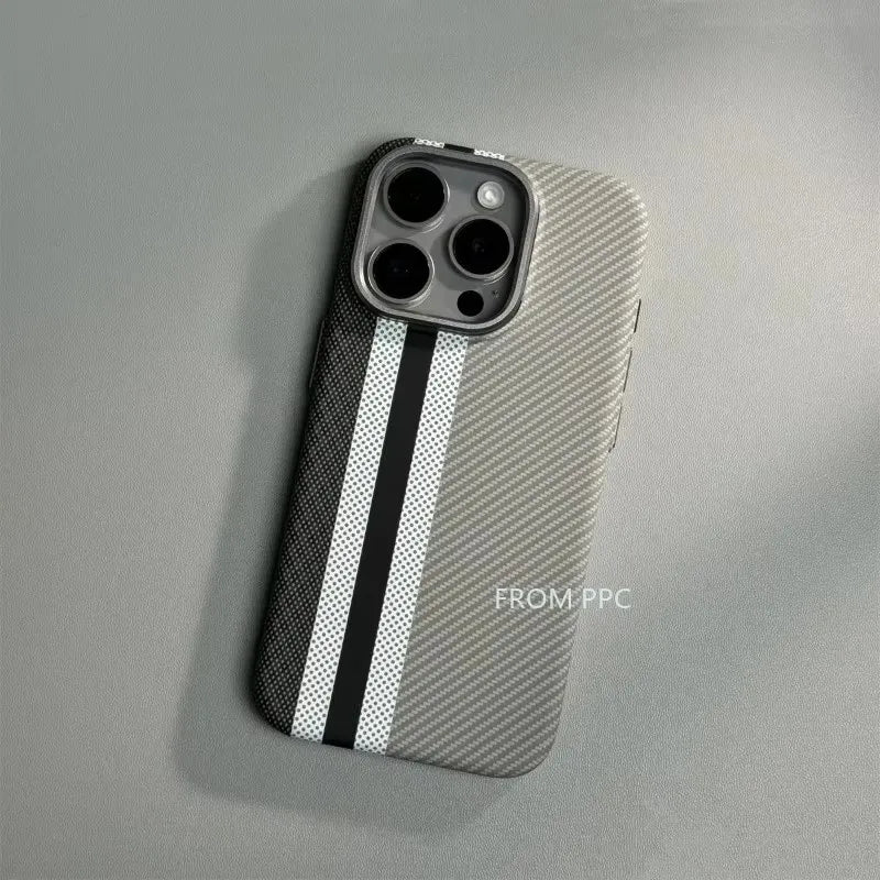 For iPhone 17 16 15 18 Pro Max Case Carbon Fiber Abstract Geometric for MagSafe Cover Magnetic Charging Shell Camera Armor Funda