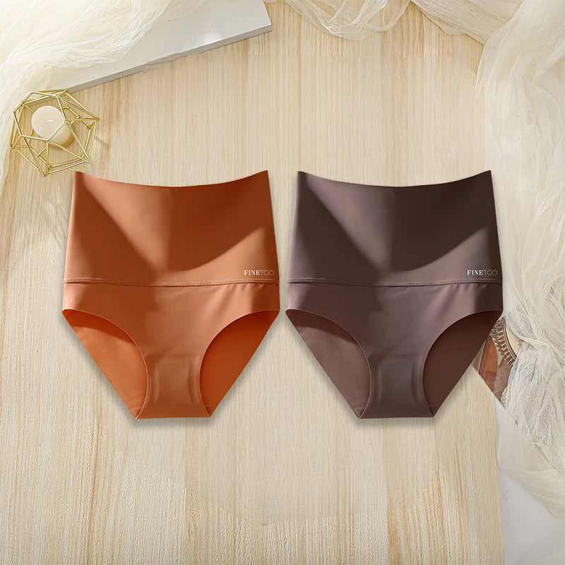 2Pcs/Set High Waist Panties Women Body Slimming Underwear Breathable Comfortable Briefs Solid Briefs  Breathable Lingerie
