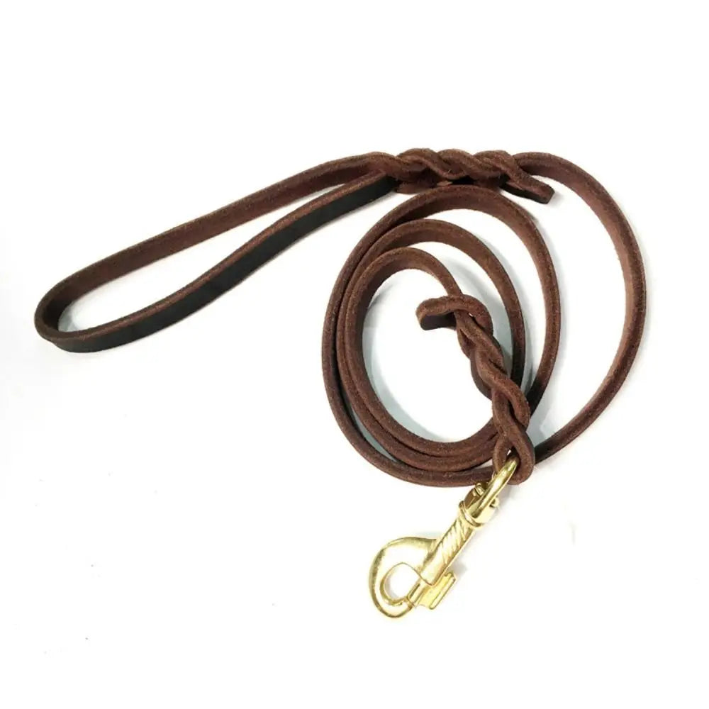 Training Walking With Copper Hook Leather Braided Dog Leash Brown Soft Dog Traction Rope Durable Long German Shepherd